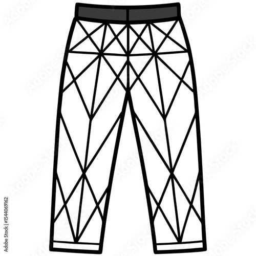 Elegant Geometric Line Art Pants – Vector on White