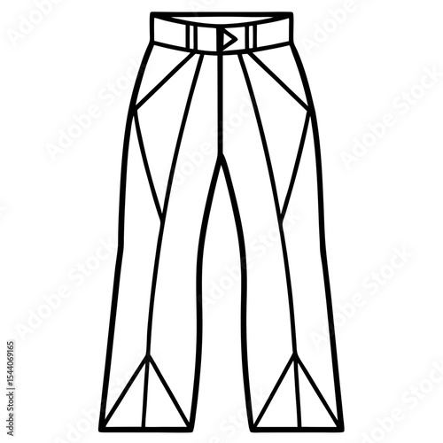 Elegant Geometric Line Art Pants – Vector on White