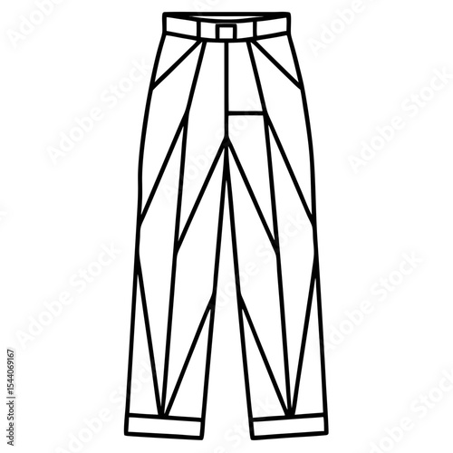 Elegant Geometric Line Art Pants – Vector on White