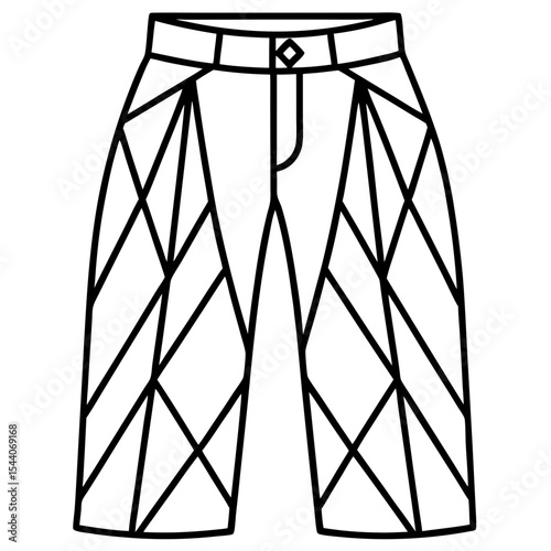 Elegant Geometric Line Art Pants – Vector on White