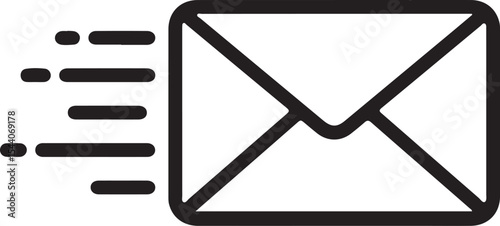 Fast Email Delivery Icon Black and White Modern Digital Communication Speed Send Mail Symbol Internet Connection Message