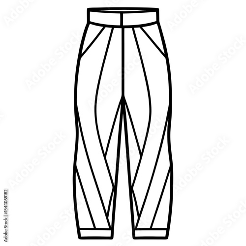 Elegant Geometric Line Art Pants – Vector on White