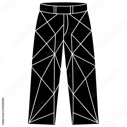 Elegant Geometric Line Art Pants – Vector on White