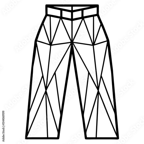 Elegant Geometric Line Art Pants – Vector on White