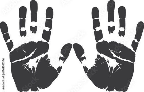 Monochromatic Handprints Displaying Texture and Imperfection A Symbolic Representation of Individuality and Human Touch within a Minimalist Composition