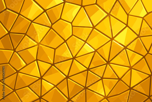 Radiant golden mosaic glass texture background with abstract geometric polygons, reflective crystal facets, seamless tile pattern, luxury decorative vector design, shiny yellow brilliance