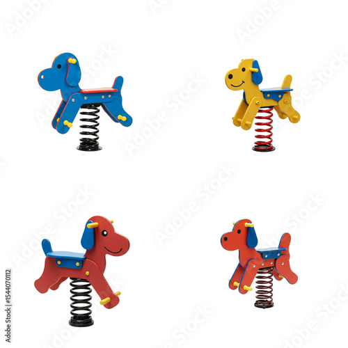 Colorful spring rider dog toys in playful design for children  