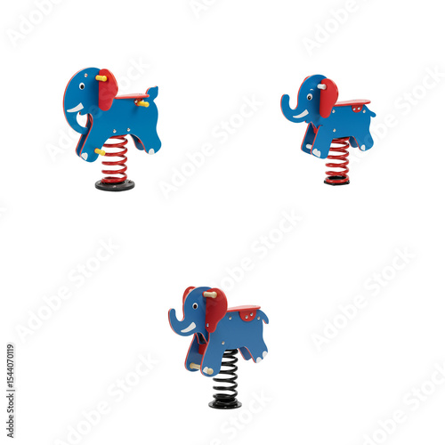 Colorful elephant spring riders for children's playground  