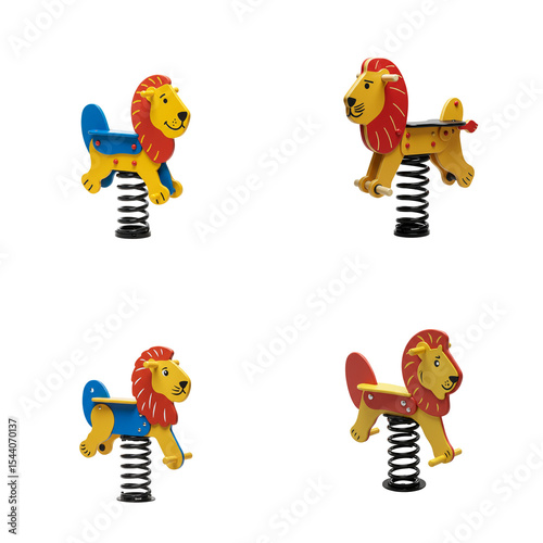 Colorful spring lion toys in playful design for children's playground  