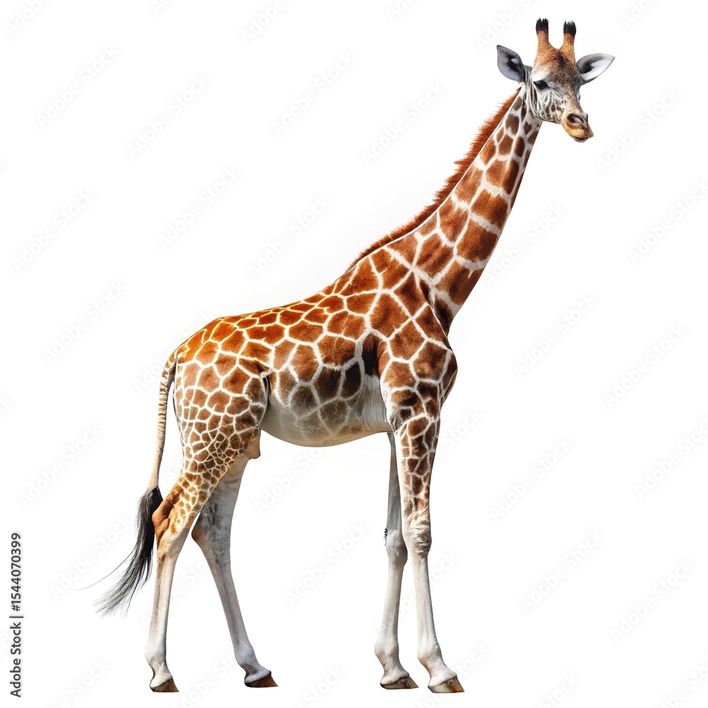 Obraz premium A reticulated giraffe standing on white background