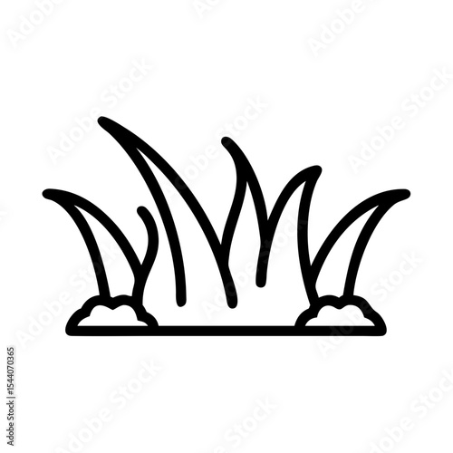 Grass line art and outline vector icon