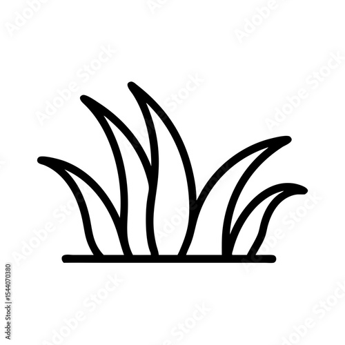 Grass line art and outline vector icon
