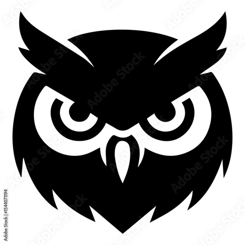 Majestic Owl Head Silhouette A Striking Vector Illustration