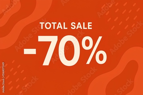 Trendy banner Total Sale, background with giant -70, abstract pattern, minimalism