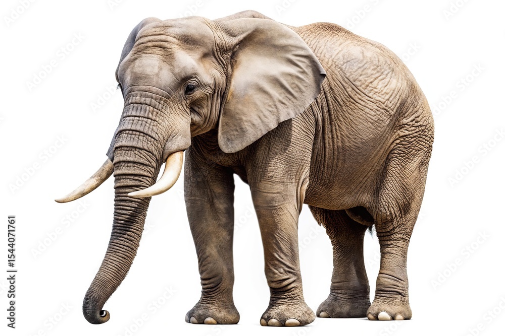 Fototapeta premium Majestic african elephant isolated on white background