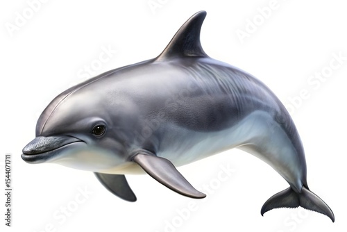 Detailed illustration of a dusky dolphin leaping gracefully through water