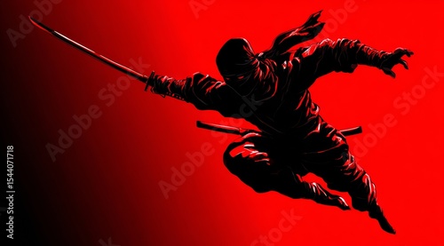 Shadow Warrior A Powerful Silhouette of a Ninja in Action