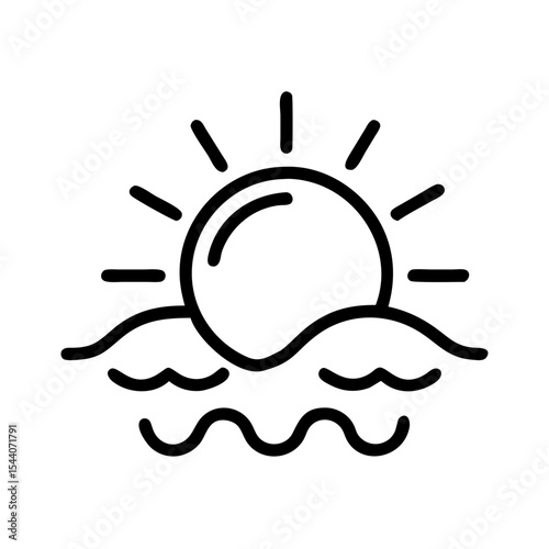 Sun line art and outline vector icon