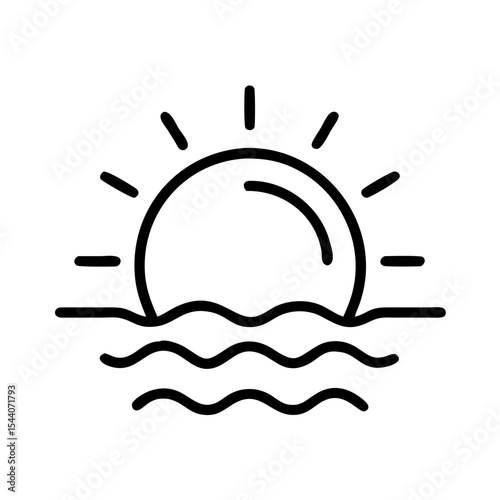 Sun line art and outline vector icon