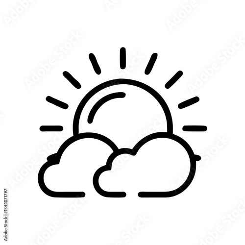 Sun line art and outline vector icon