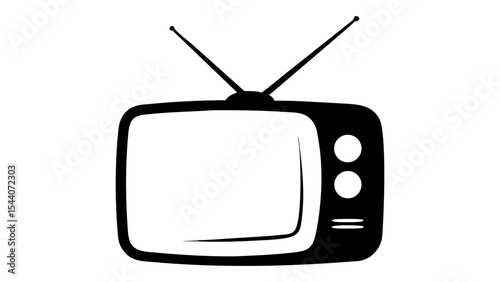 Retro television icon vector illustration classic tv antenna broadcast design art