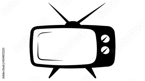 Retro television illustration vector graphic old tv antenna broadcast media device