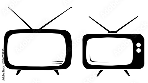Vintage television set vector illustration retro tv with antenna broadcast design