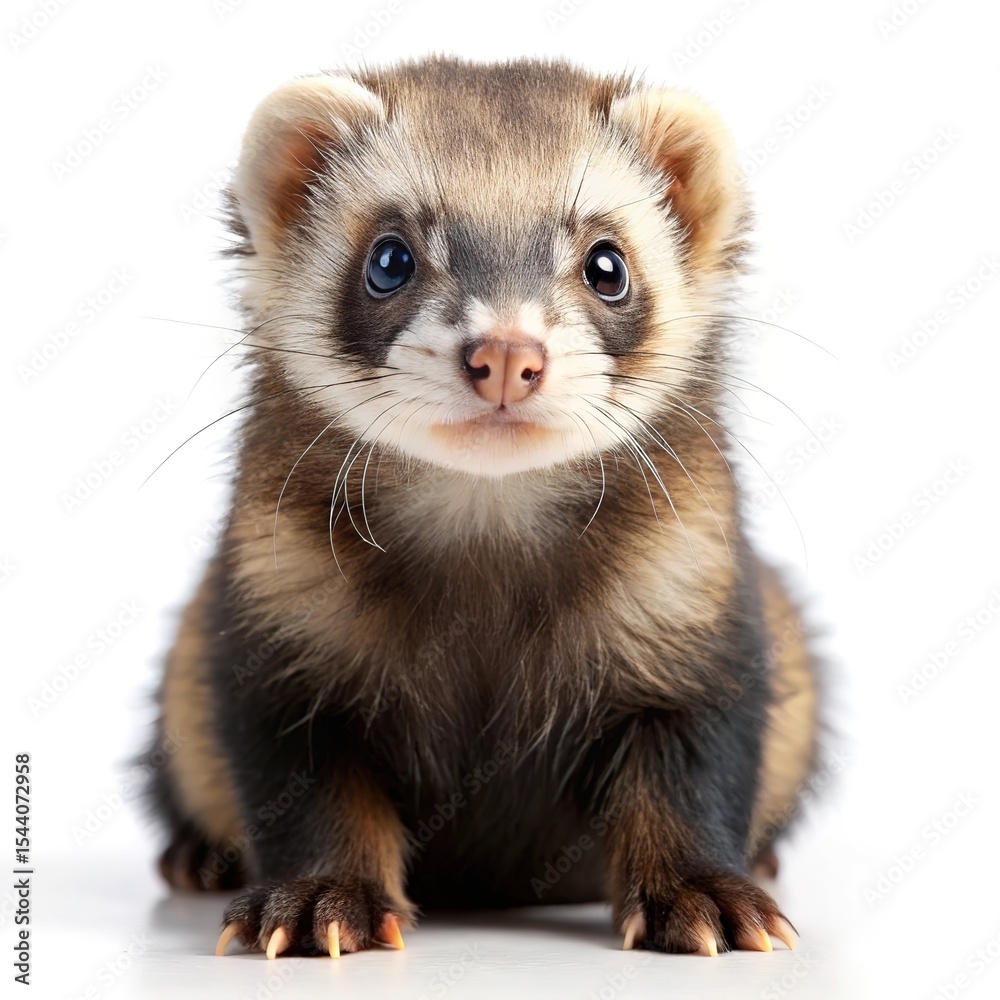 Adorable young ferret portrait against white background Adorable young ferret portrait against white background