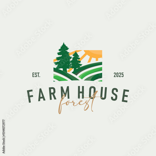 modern farm logo design with simple concept of farmer in agriculture illustration symbol livestock for product illustration template