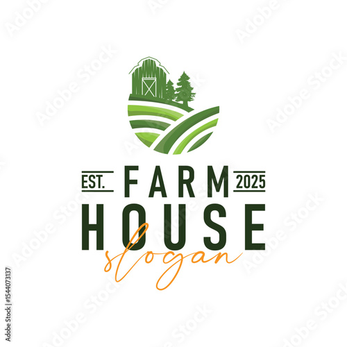 modern farm logo design with simple concept of farmer in agriculture illustration symbol livestock for product illustration template