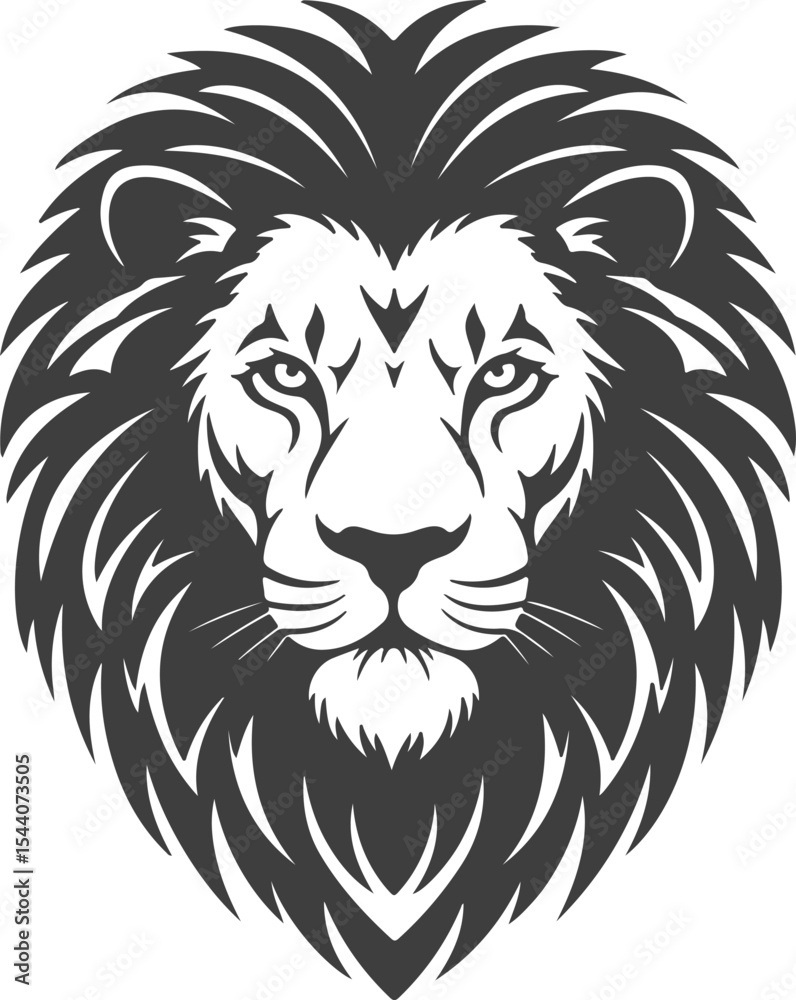 Fototapeta premium Majestic Lion Head with Detailed Mane A Symbol of Strength Courage and Royalty A Powerful Animal Mascot Design