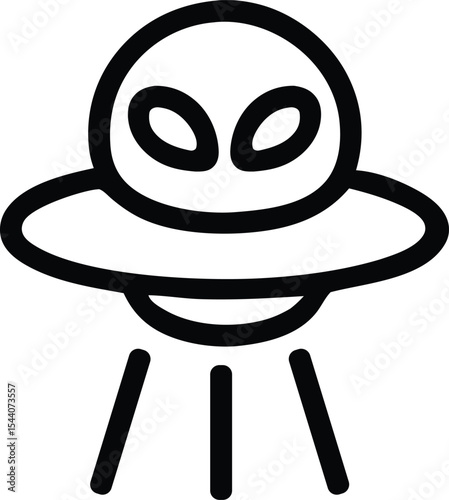 Alien UFO Spaceship Line Art Icon for Sci-Fi and Extraterrestrial Invasion Themes