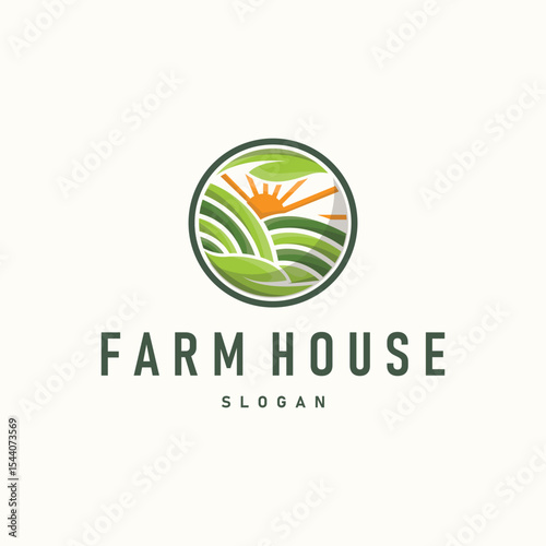 modern farm logo design with simple concept of farmer in agriculture illustration symbol livestock for product illustration template
