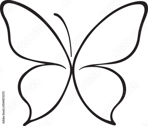 Elegant Butterfly Outline Simple Black and White Line Art Design Ideal for Coloring Pages and Minimalist Decorations Projects Designs