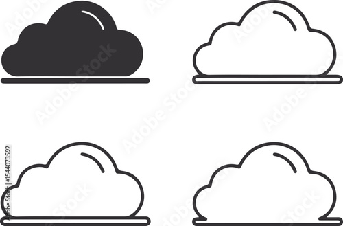 Cloud Computing Visualized A Collection of Four Cloud Graphics Depicting Digital Data and Network Infrastructure Concepts for Technology Presentation
