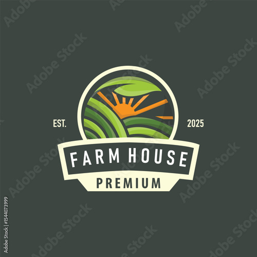 modern farm logo design with simple concept of farmer in agriculture illustration symbol livestock for product illustration template