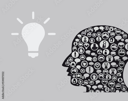 Creative Black Idea Bulb Vector Icon Set for Innovation and Mind Design Projects