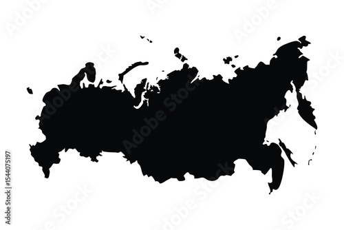 Bold Black Russia Map Vector Silhouette Set for Geography and Travel Design Projects