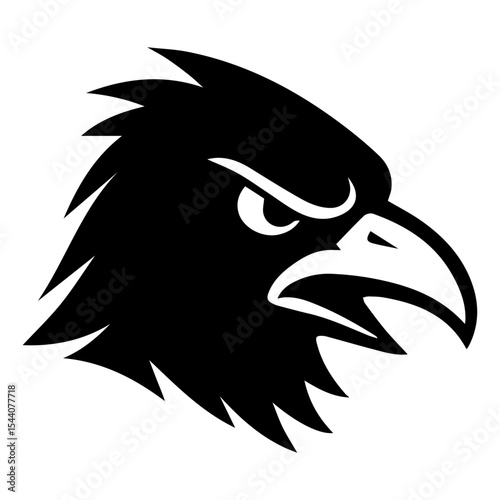 Powerful Black Eagle Head Profile Illustration