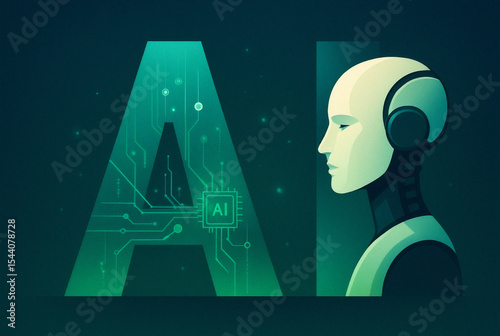 AI Robot and Digital Intelligence – Futuristic Artificial Intelligence Concept