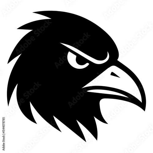 Powerful Eagle Head Silhouette Fierce Bird of Prey Vector Illustration