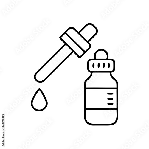 Essential oil dropper and bottle icon in minimalist style