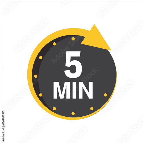 A sleek, temporary, illustrative timer professionally depicting a five-minute countdown against a white backdrop.