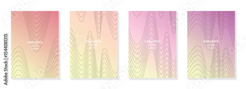Minimalist wave line design with gradient for cover, poster, and other. A4 size background template