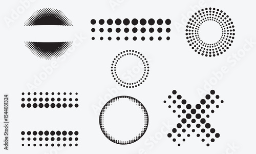 set of abstract vector elements, Set of Black Halftone Abstract Backgrounds, Vector Design Elements