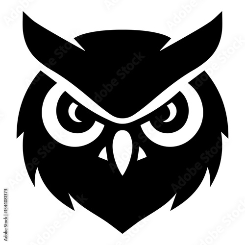 Fierce Owl Head Vector Illustration of a Powerful Bird