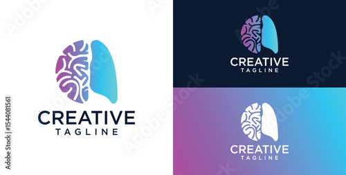 Brain Logo, combination of brain and technology freedom symbol, flat design logo template, vector illustration