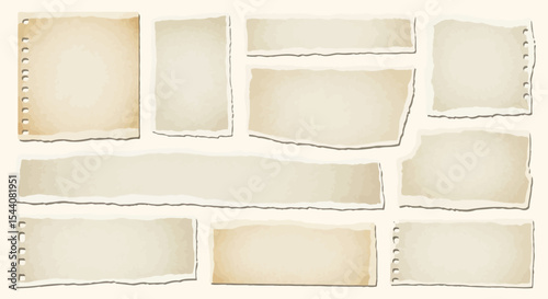 Collection of Torn Paper Pieces Vintage Textures and Shapes for Design Projects
