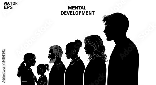 Silhouette Illustration Family Growth and Mental Development Stages