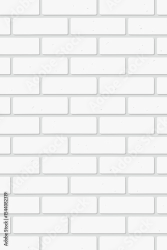 White brick wall seamless pattern. Vector illustration of a clean modern masonry texture. Light gray architectural backdrop for interior design. Minimalist wallpaper background.